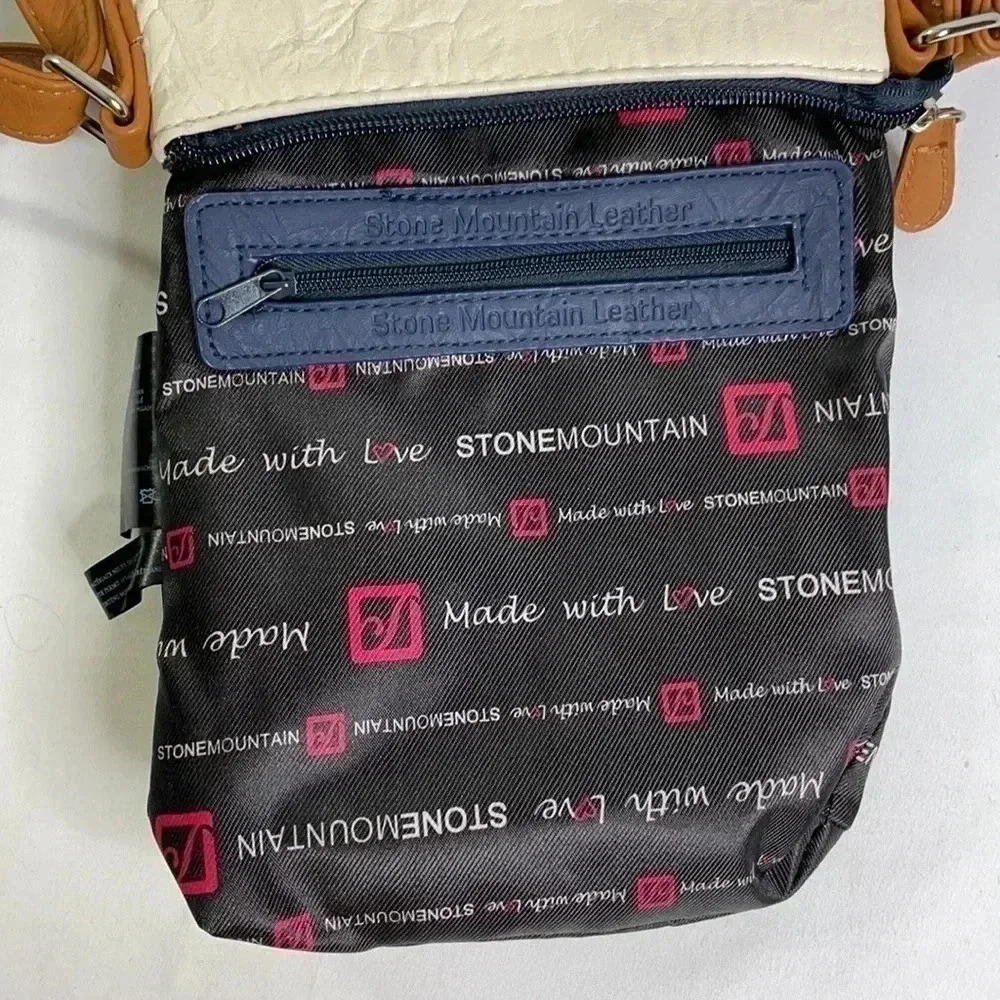 New Stone Mountain White Blue Leather Crossbody - Picture 8 of 11